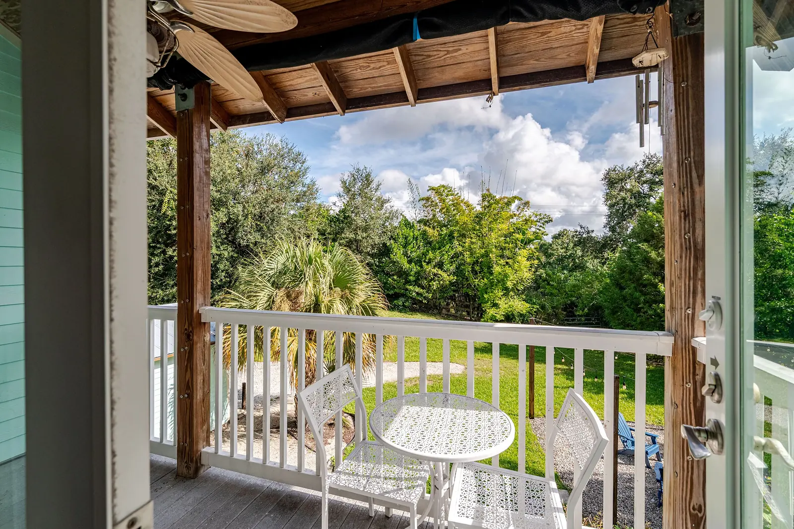 View over the garden from an upper balcony
