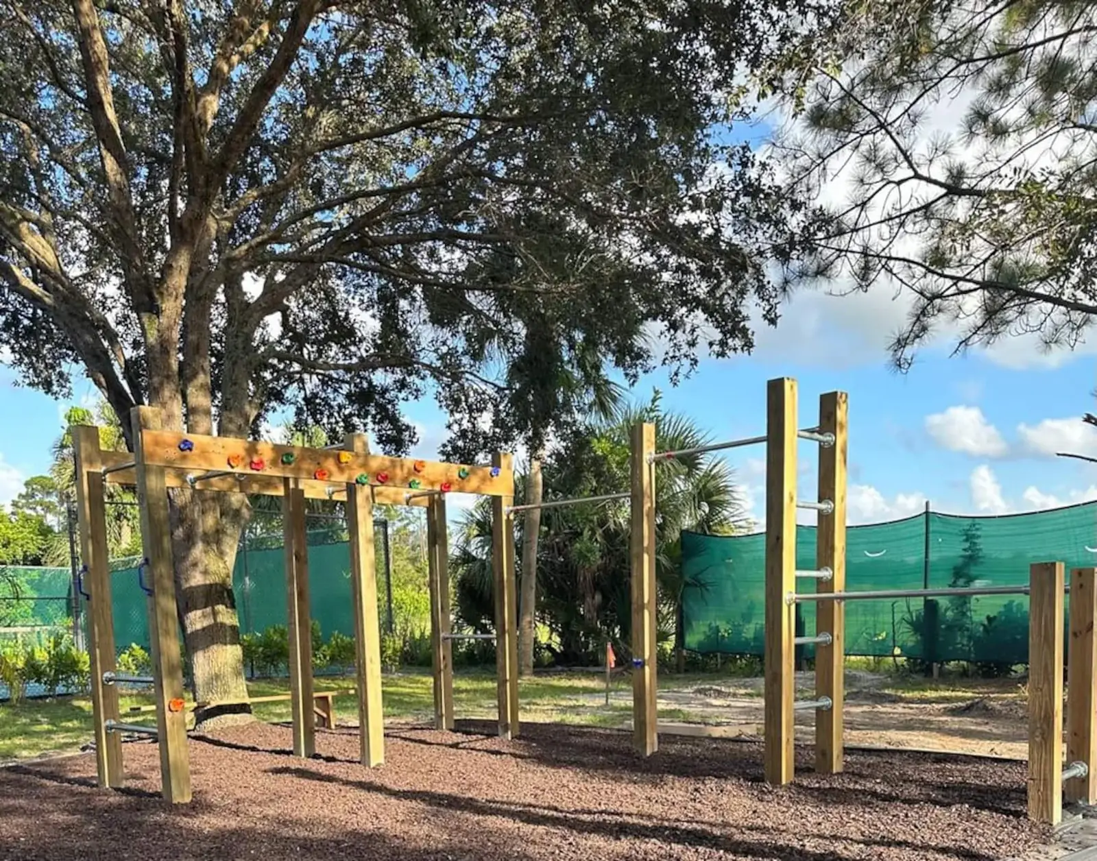 Ninja parkour gym built from timber frames
